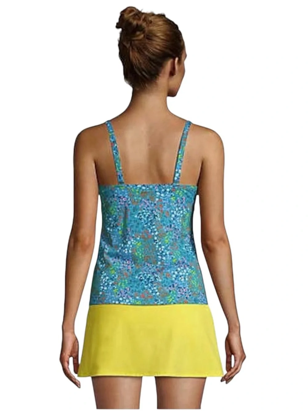Lands’ End Size 8 Tie Front Underwire Tankini Top Turquoise Mini Floral NWT - Picture 3 of 5